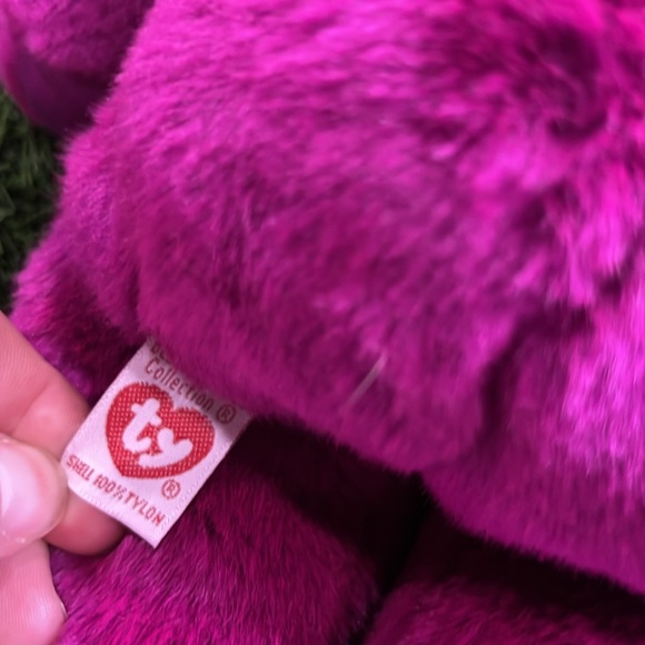 TY Beanie Buddies 14” Plush - Magenta Millenial Bear - 2000 - Picture 5 of 6